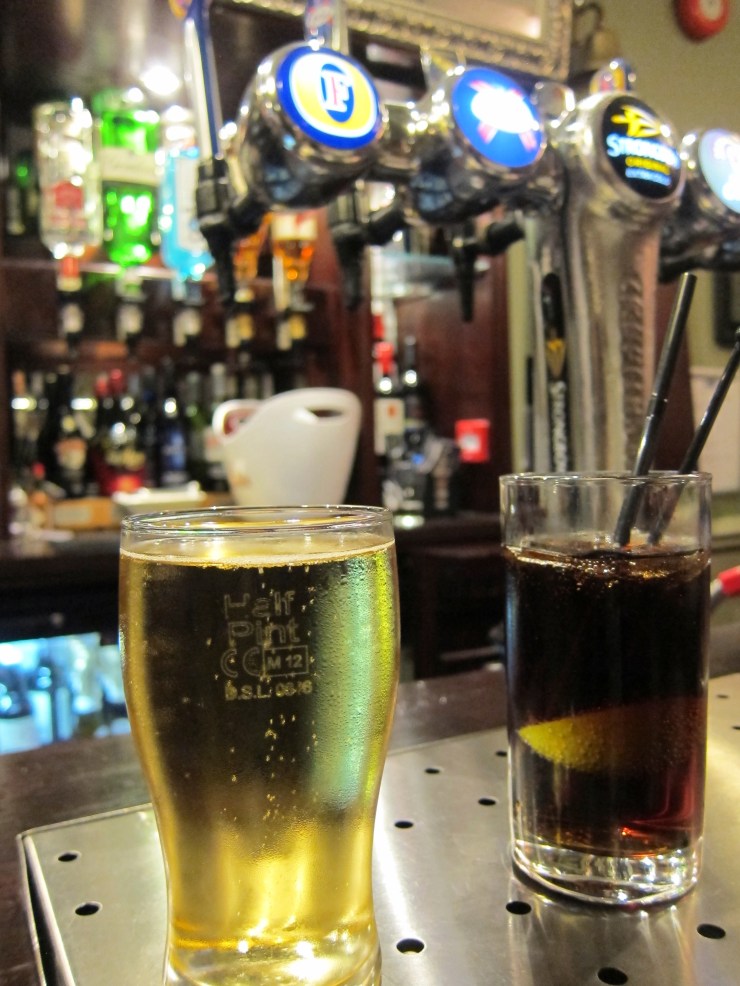 A well deserved 'after performance' drink at the local pub