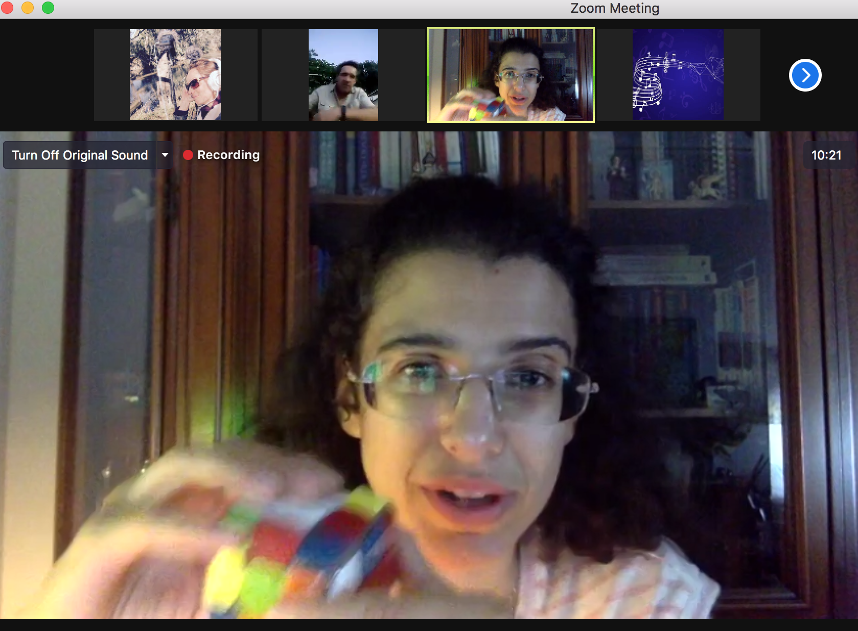 Female Laptop Orchestra-Concert-Mathematical and Computational Models in Music_Maria-Mannone-explaining-CubeHarmonic-July2021